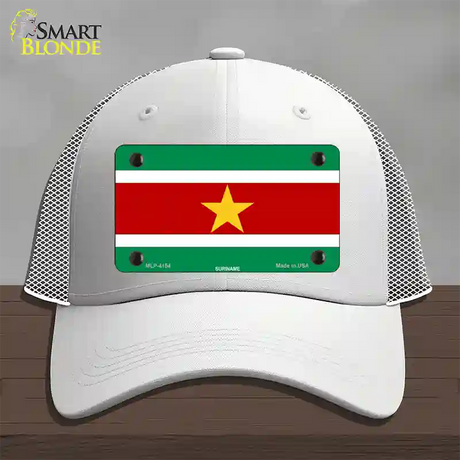 Suriname Flag Novelty License Plate Hat Mesh / White