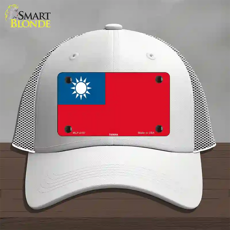 Taiwan Flag Novelty License Plate Hat Mesh / White