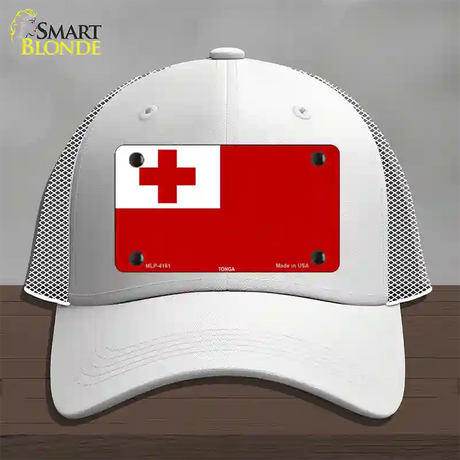 Tonga Flag Novelty License Plate Hat Mesh / White