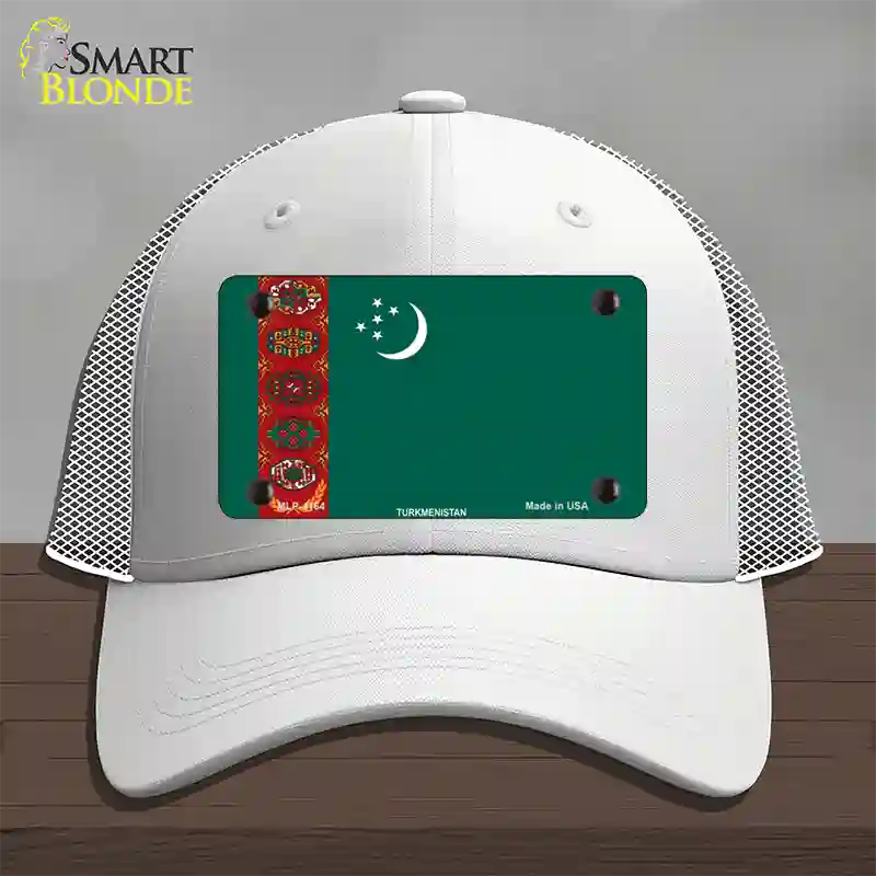 Turkmenistan Flag Novelty License Plate Hat Mesh / White