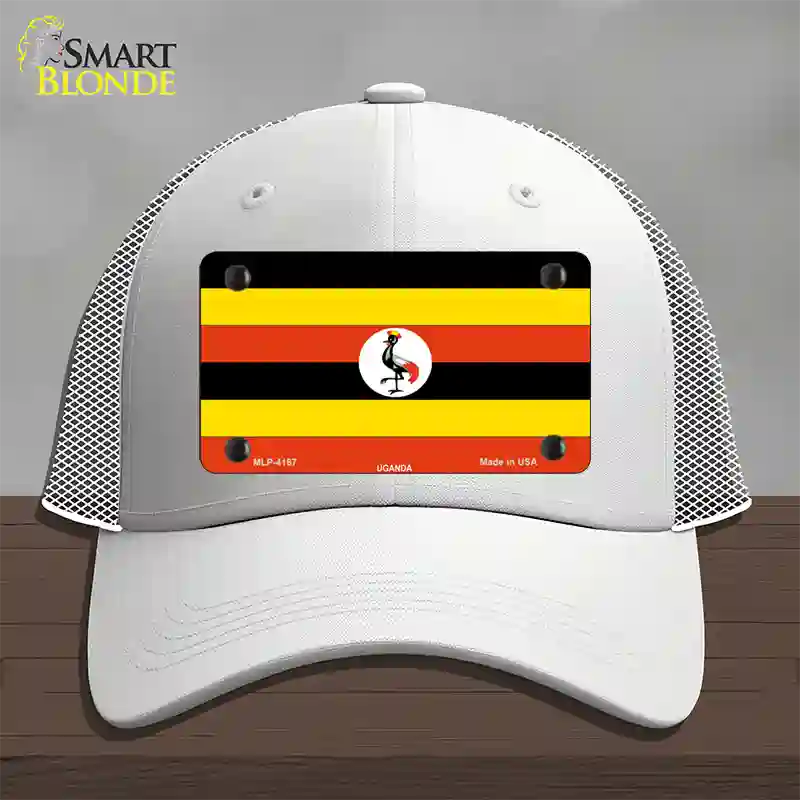 Uganda Flag Novelty License Plate Hat Mesh / White