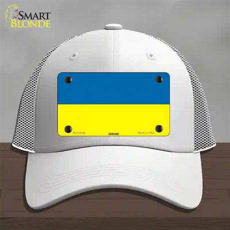 Ukraine Flag Novelty License Plate Hat Mesh / White