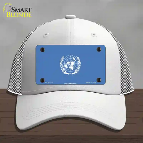 United Nations Flag Novelty License Plate Hat Mesh / White