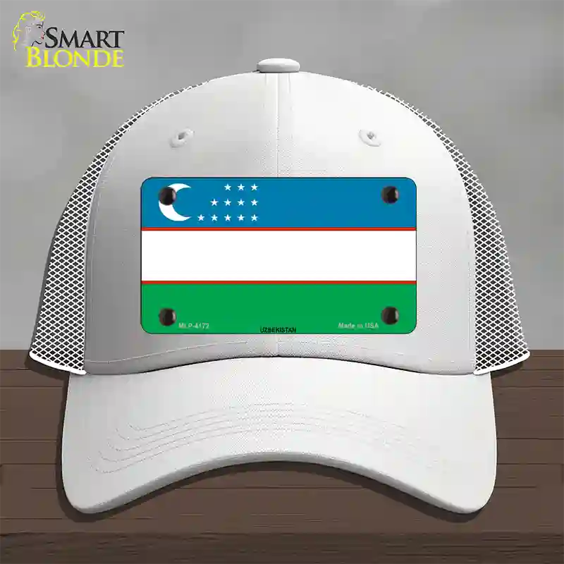 Uzbe Kistan Flag Novelty License Plate Hat Mesh / White