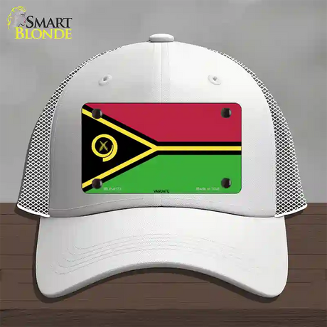 Vanuatu Flag Novelty License Plate Hat Mesh / White