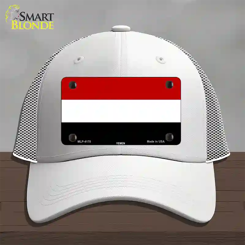 Yemen Flag Novelty License Plate Hat Mesh / White