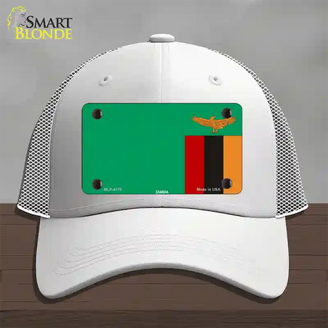 Zambia Flag Novelty License Plate Hat Mesh / White