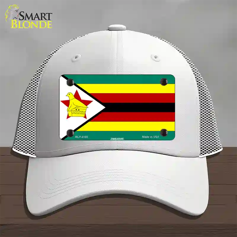 Zimbabwe Flag Novelty License Plate Hat Mesh / White