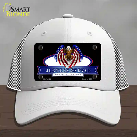 America Justice Served Novelty License Plate Hat Mesh / White