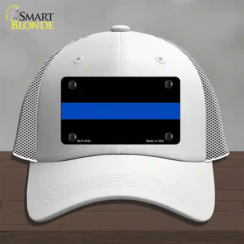 Thin Blue Line Police Novelty License Plate Hat Mesh / White