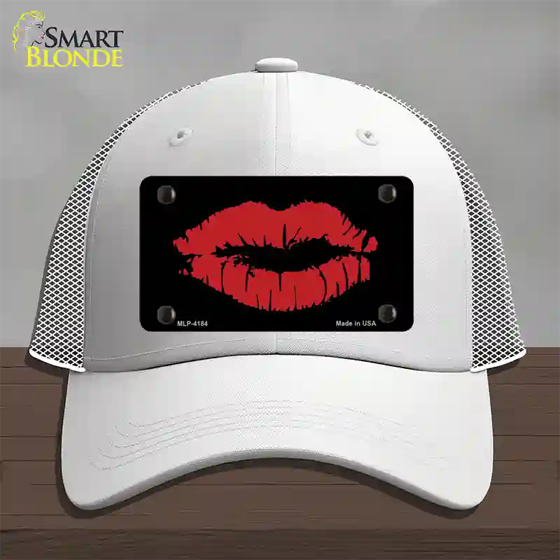 Full Red Lips Novelty License Plate Hat Mesh / White