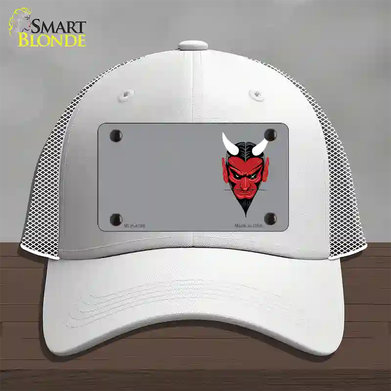 Devil Offset Novelty License Plate Hat Mesh / White