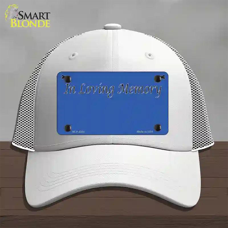 In Loving Memory Blue Novelty License Plate Hat Mesh / White