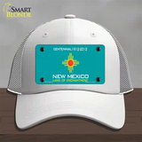 New Mexico Teal State Blank Novelty License Plate Hat Mesh / White