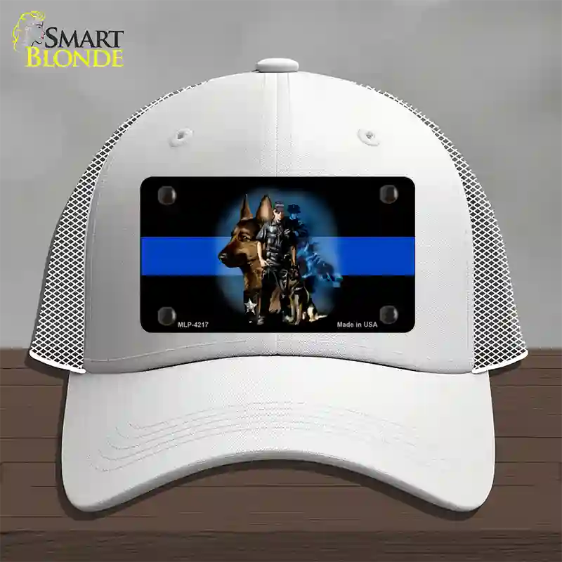 Thin Blue Line Police K-9 Novelty License Plate Hat Mesh / White