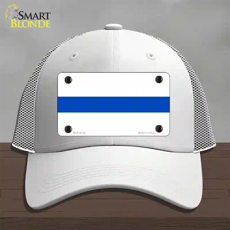 Thin Blue Line White Novelty License Plate Hat Mesh / White