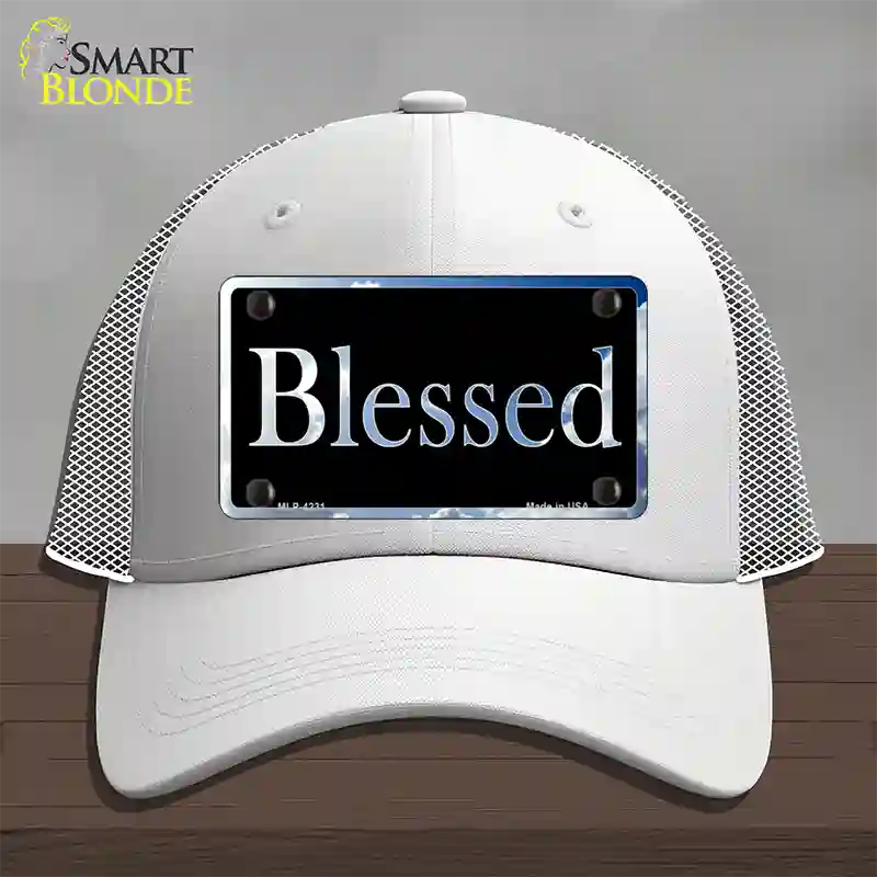 Blessed Blue Sky Cloud Novelty License Plate Hat Mesh / White