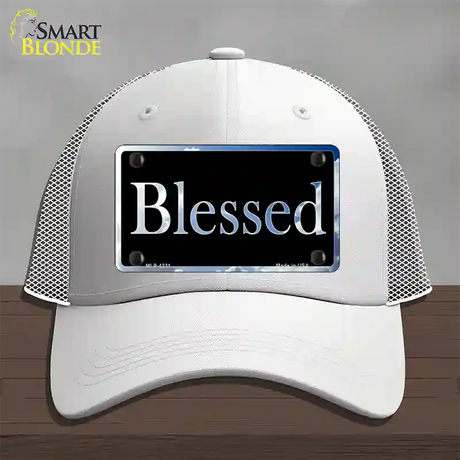 Blessed Blue Sky Cloud Novelty License Plate Hat Mesh / White