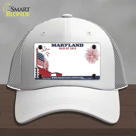 Maryland State Novelty License Plate Hat Mesh / White