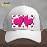 Hot Pink White Polka Dot Hot Pink Centered Hearts Novelty License Plate Hat Mesh / White