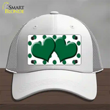 Green White Polka Dot Green Centered Hearts Novelty License Plate Hat Mesh / White