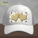 Gold White Polka Dot Gold Centered Hearts Novelty License Plate Hat Mesh / White