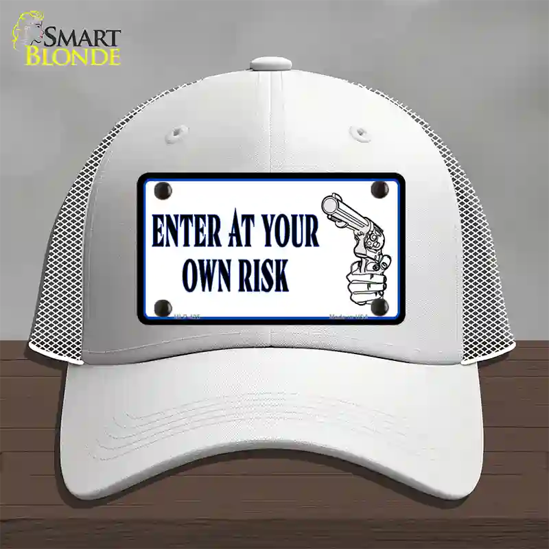 Enter At Own Risk Novelty License Plate Hat Mesh / White