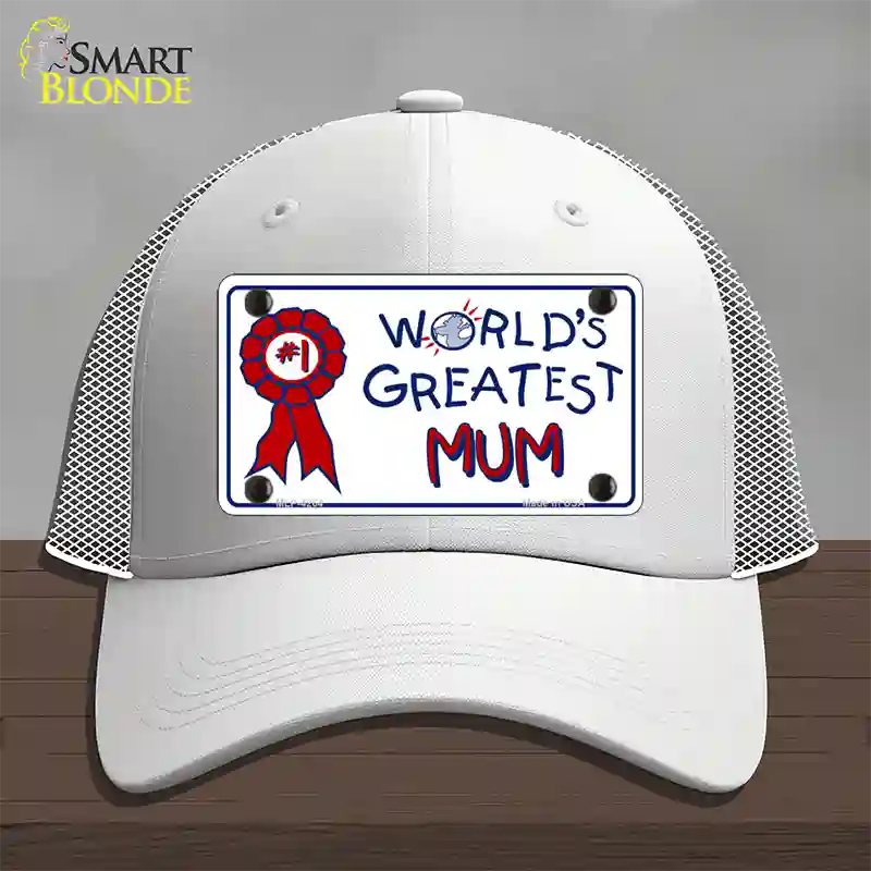 Worlds Greatest Mum Novelty License Plate Hat Mesh / White