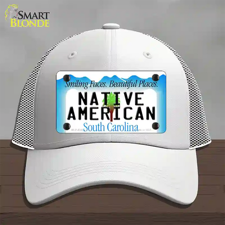 Native American South Carolina Novelty License Plate Hat Mesh / White