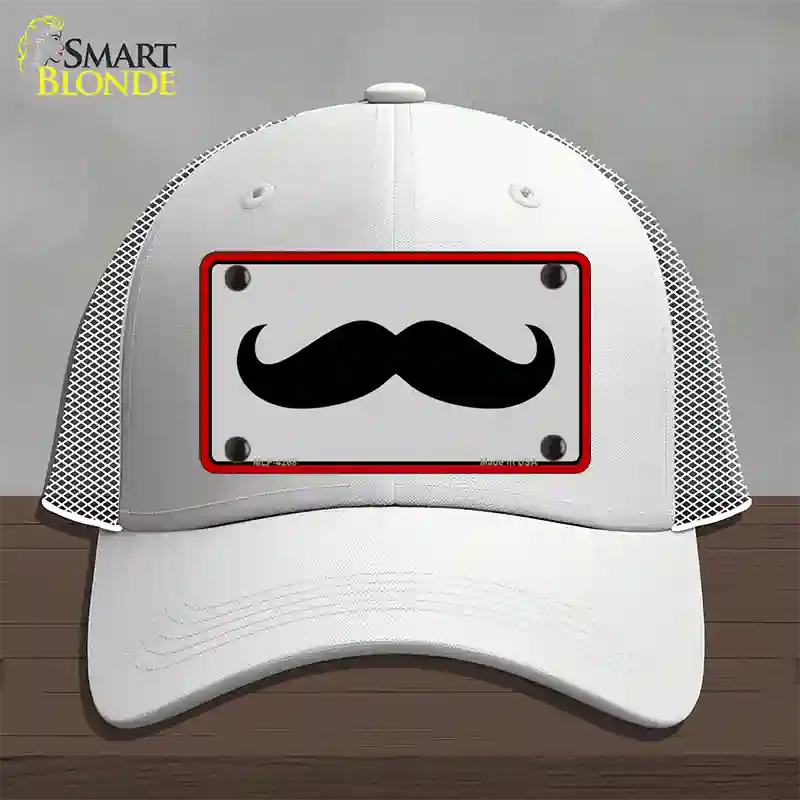 Mustache Novelty License Plate Hat Mesh / White