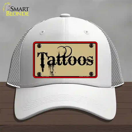 Tattoos Novelty License Plate Hat Mesh / White