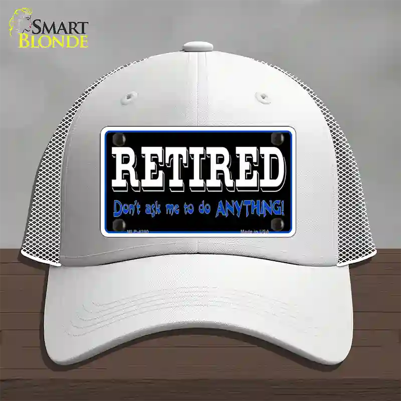 Retired Dont Ask Novelty License Plate Hat Mesh / White