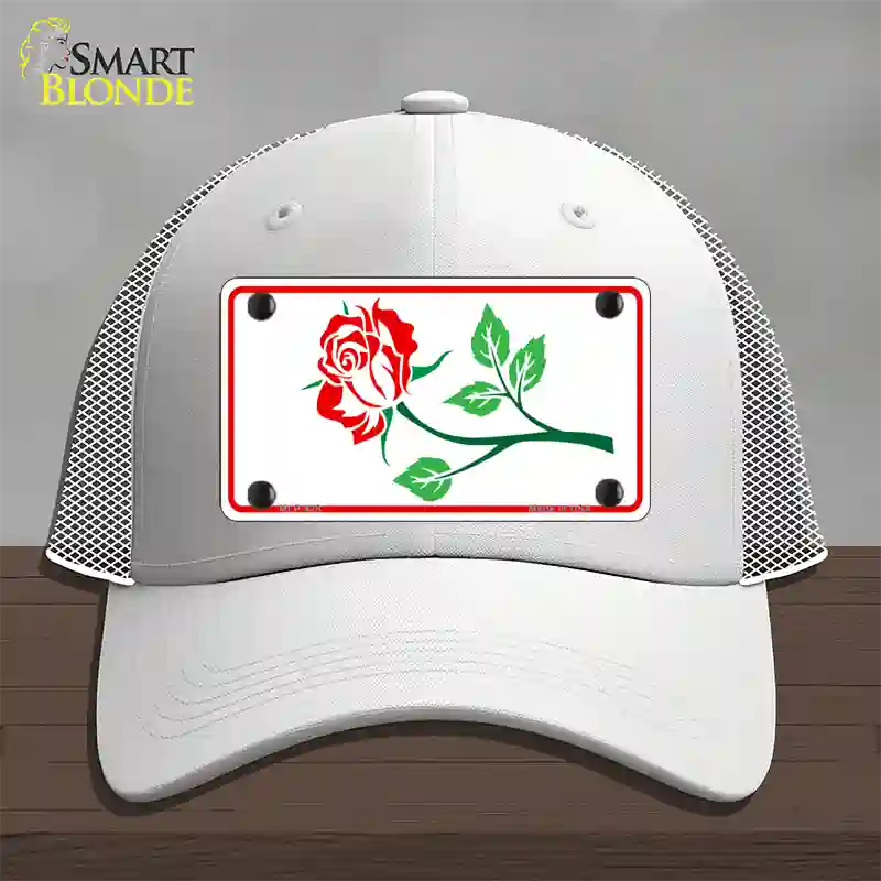 Rose Design White Novelty License Plate Hat Mesh / White