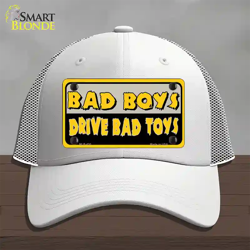 Bad Boys Drive Bad Toys Novelty License Plate Hat Mesh / White