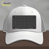 Black White Quatrefoil Novelty License Plate Hat Mesh / White