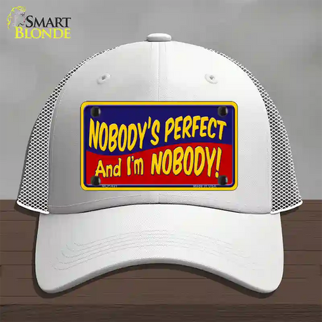 Nobodys Perfect Novelty License Plate Hat Mesh / White