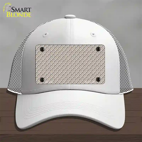 Tan White Quatrefoil Novelty License Plate Hat Mesh / White