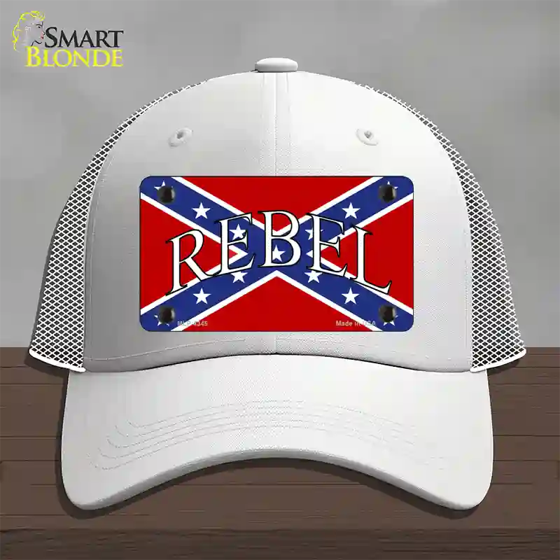 Rebel Confederate Flag Novelty License Plate Hat Mesh / White