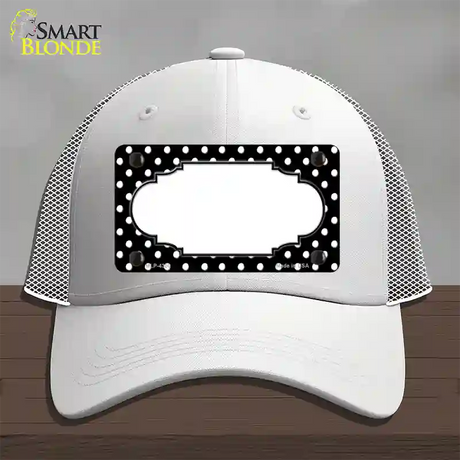 Scallop Black White Polka Dot Novelty License Plate Hat Mesh / White