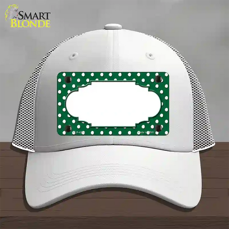 Scallop Green White Polka Dot Novelty License Plate Hat Mesh / White