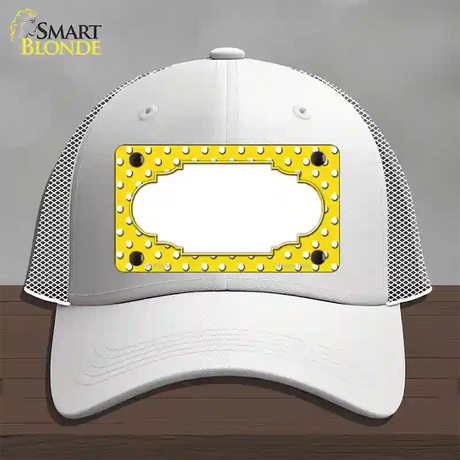 Scallop Yellow White Polka Dot Novelty License Plate Hat Mesh / White