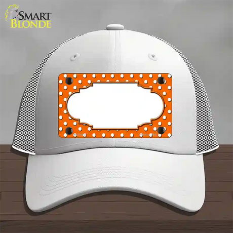 Scallop Orange White Polka Dot Novelty License Plate Hat Mesh / White