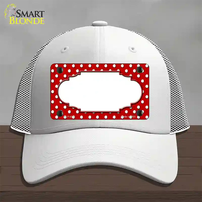 Scallop Red White Polka Dot Novelty License Plate Hat Mesh / White