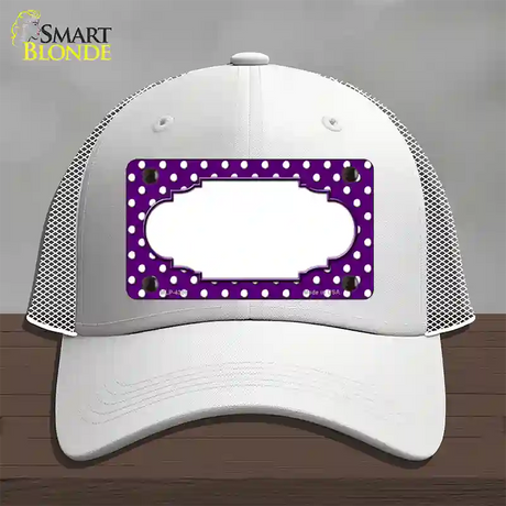 Scallop Purple White Polka Dot Novelty License Plate Hat Mesh / White