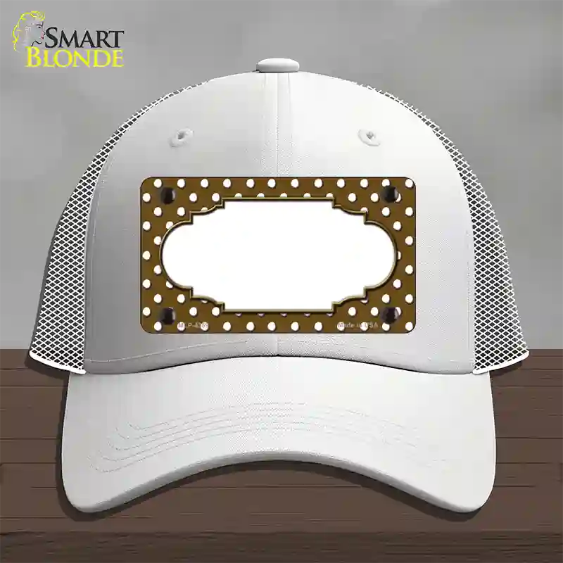 Scallop Brown White Polka Dot Novelty License Plate Hat Mesh / White