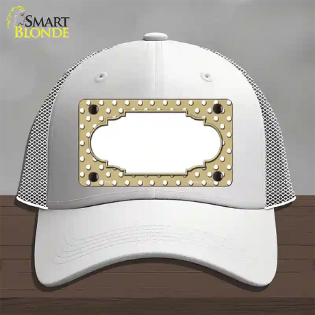 Scallop Gold White Polka Dot Novelty License Plate Hat Mesh / White