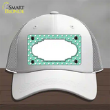 Scallop Mint White Polka Dot Novelty License Plate Hat Mesh / White