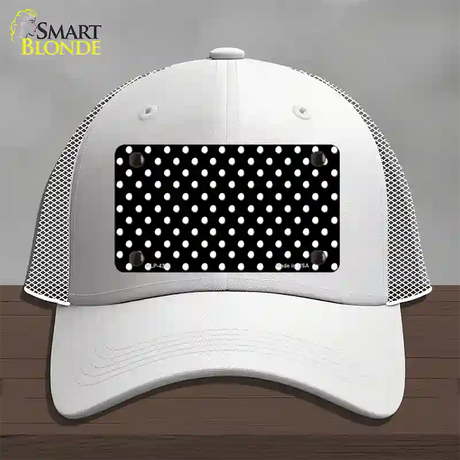 Black Polka Dot Novelty License Plate Hat Mesh / White