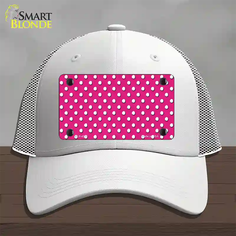 Pink Polka Dot Novelty License Plate Hat Mesh / White