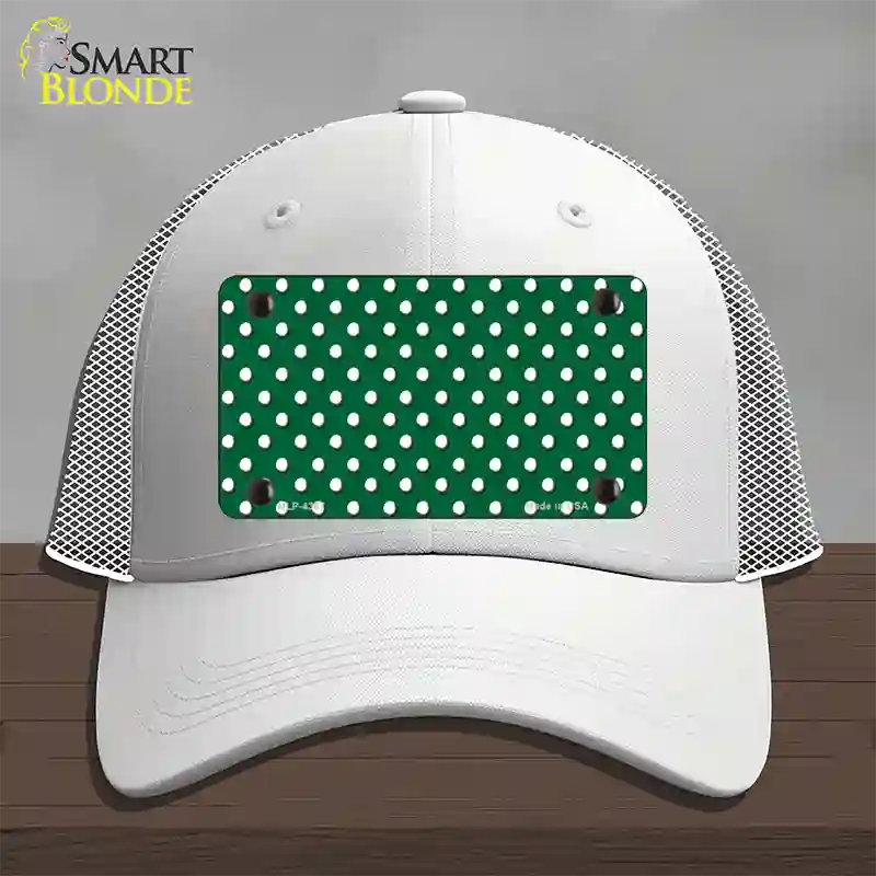 Green Polka Dot Novelty License Plate Hat Mesh / White